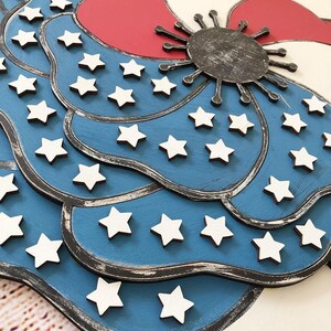 Patriotic Floral Door Hanger Lasercut DIGITAL FILE image 3