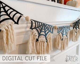 Halloween Spiderweb Garland - Macrame - Digital Laser Cut File -Digital PNG Download