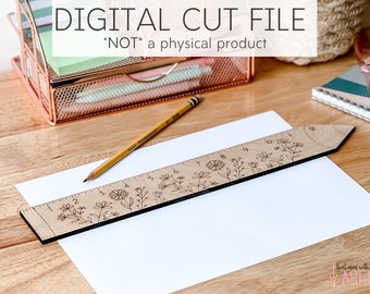 Floral Lehrer Bleistift Lineal SVG, digitaler Download, Laser geschnitten und Gravur Datei