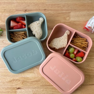 Lancheira de silicone personalizada com recipiente reutilizável para refeição de trabalho ou escolar com nome
