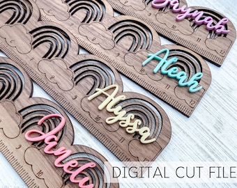 Rainbow Ruler SVG - Digital File - Laser Cut File - Boho Rainbow - DIY Craft - Rainbow Decor - Back to School