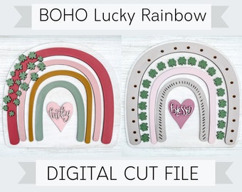 St. Patrick's SVG - Digital File - Laser Cut File - Boho Rainbow - DIY Craft - Rainbow Decor