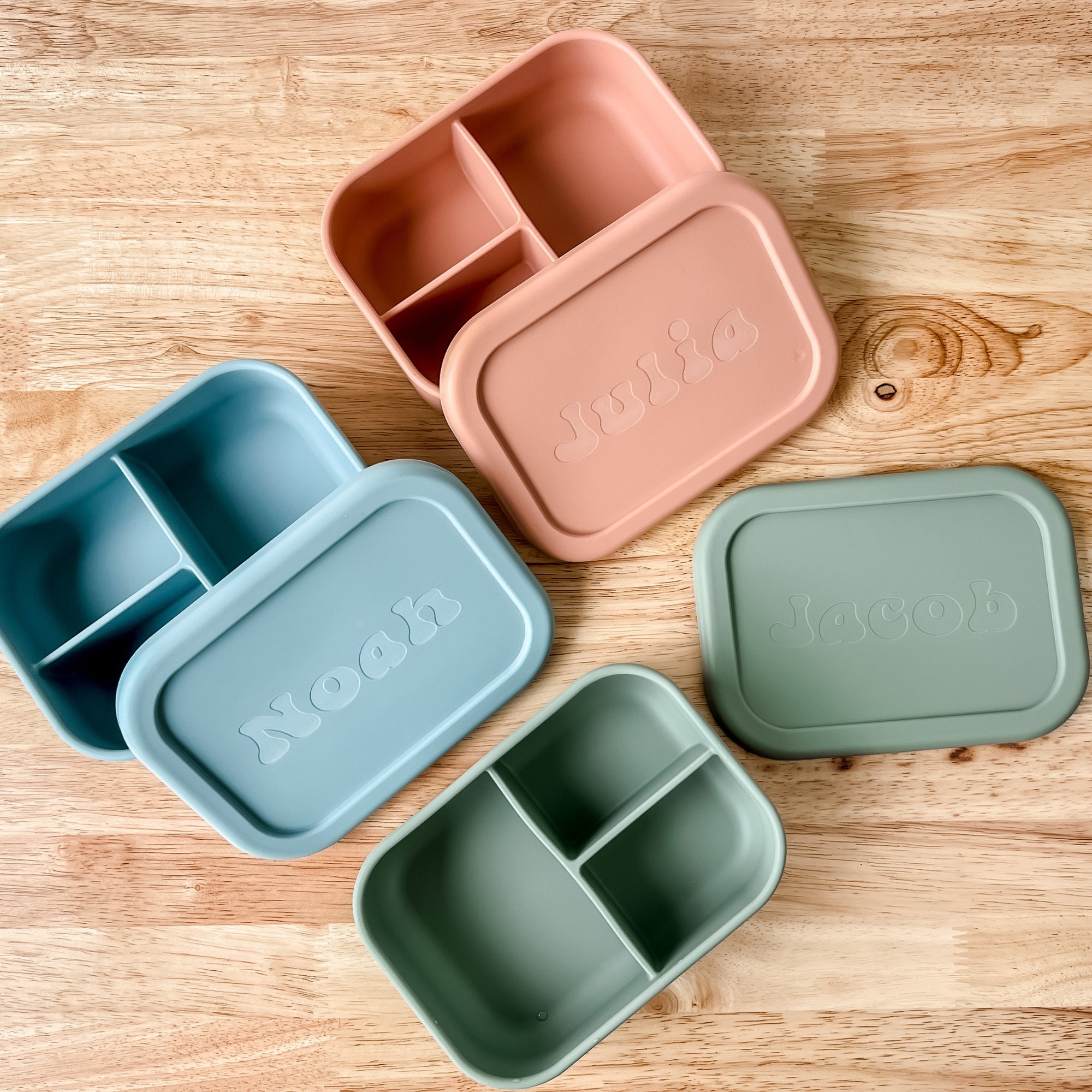 Custom Silicone Lunch Box with Personalization, Work or School Meal Reusable Container with Name