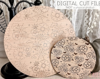 Digitaler SVG Download - Halloween Floral Spiderweb - Digitale Laser Cut Datei