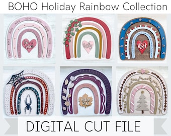 Boho Rainbow SVG - Digital File - Laser Cut File - DIY Craft Rainbow - Winter - Spring - Summer - Fall - Holiday Rainbow