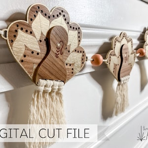 Boho Thanksgiving Macrame Turkey Garland - Digital Laser Cut File ONLY