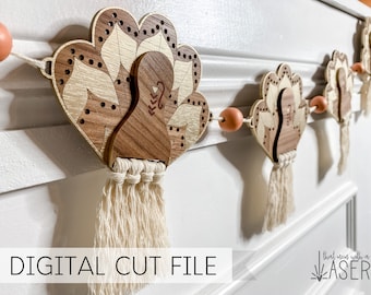Boho Thanksgiving Makramee Türkei Girlande - Digital Laser Cut File ONLY