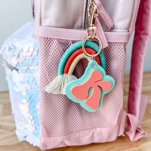 3D Letter Backpack Name Tag Green Pink Acrylic Keychain Luggage Kids Lunch Box Diaper Bag Accessory image 5