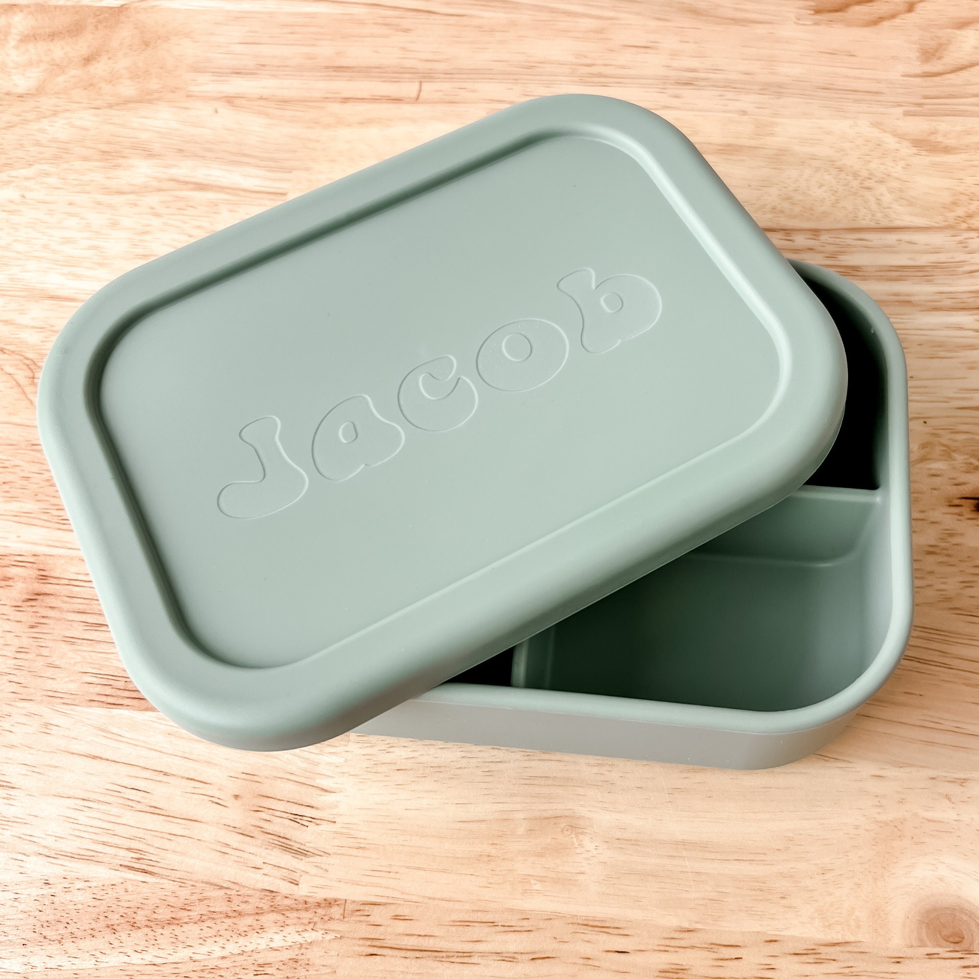Custom Silicone Lunch Box with Personalization, Work or School Meal Reusable Container with Name