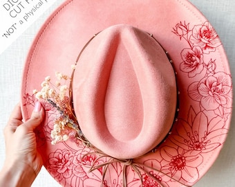 Südliche Anmut Hutkrempe - Gardenia Floral Design | Laser Hat Brennendes Design, Hut Lasergravur Vorlage, digitaler Download SVG
