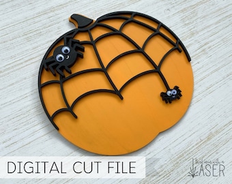 Halloween Spider Pumpkin - Digital Laser Cut File -Digital PNG Download