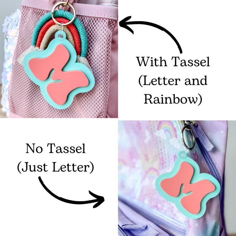 3D Letter Backpack Name Tag Green Pink Acrylic Keychain Luggage Kids Lunch Box Diaper Bag Accessory image 2