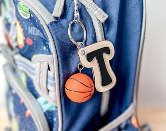 3D Letter Backpack Sports Basketball Name Tag Acrylic Keychain Luggage Kids Lunch Box Diaper Bag Accessory