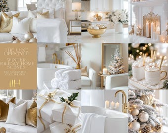 Luxus Winter Urlaub Stock Fotos: Gold & Weiß Home Szenen