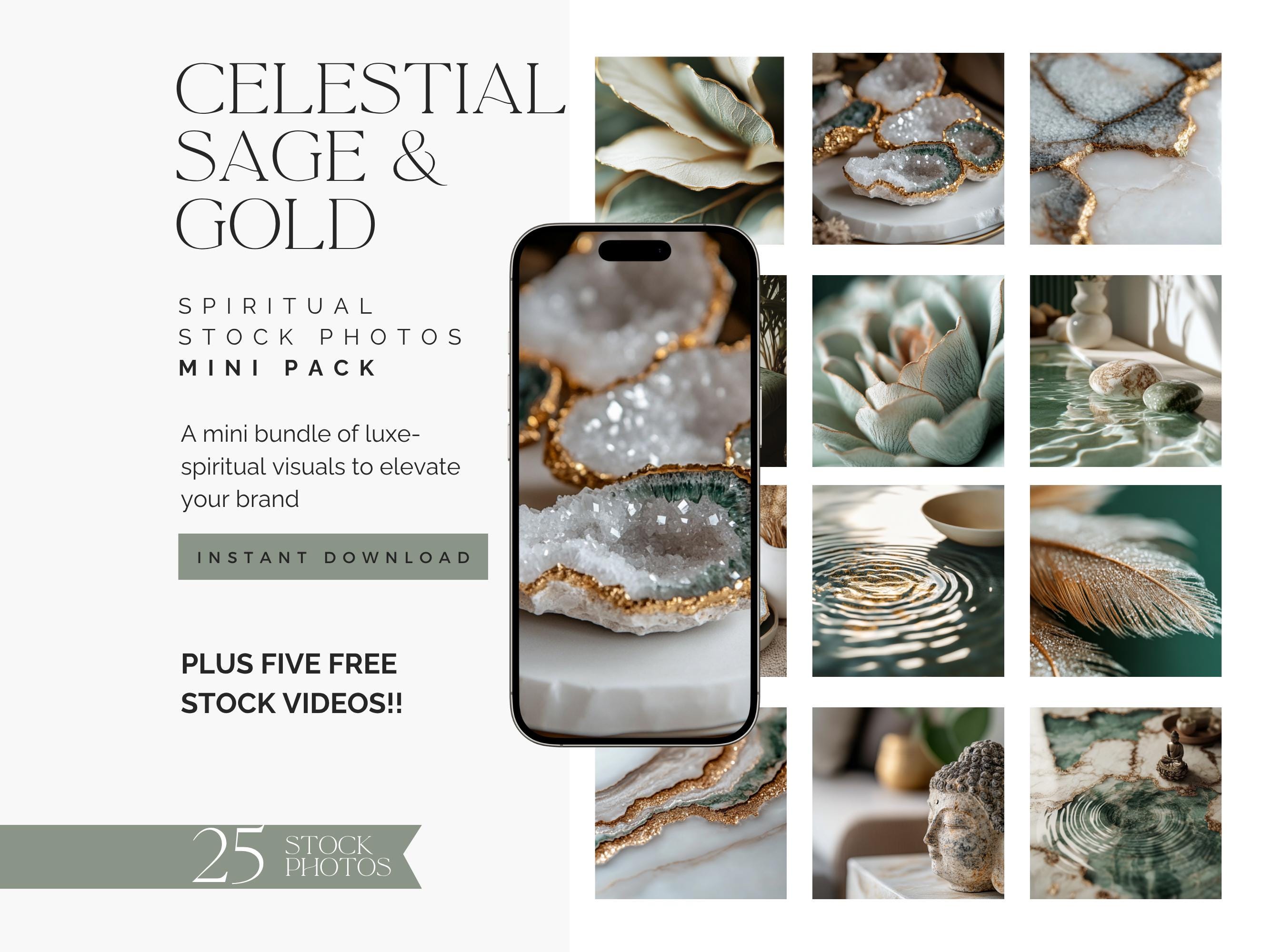 Celestial Sage and Gold Stock Photos and Videos | Spiritual Branding ...