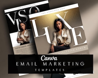 Luxury Email Marketing Templates for Coaches: 12 Executive Templates in Black Cream and Gold