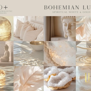 BohoStock Photos: Ethereal White & Gold Celestial Images (2160x2160 px)