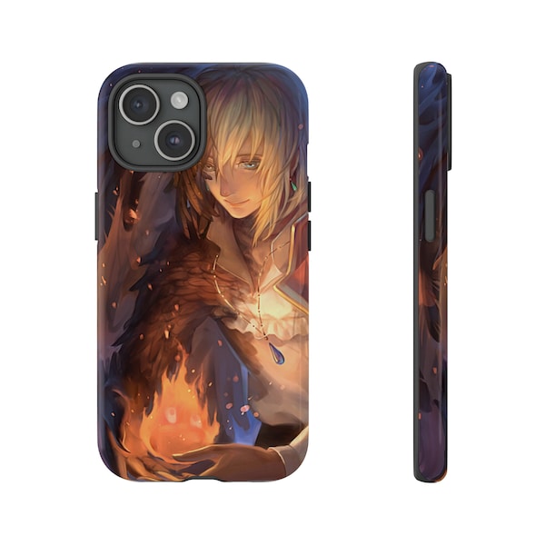 Howl and Calcifer Phone Case Cover Fit for Iphone 15, 14 plus, 13, 12, 11, xr, xs & Samsung s23, s22, A54, A53, Pixel 8