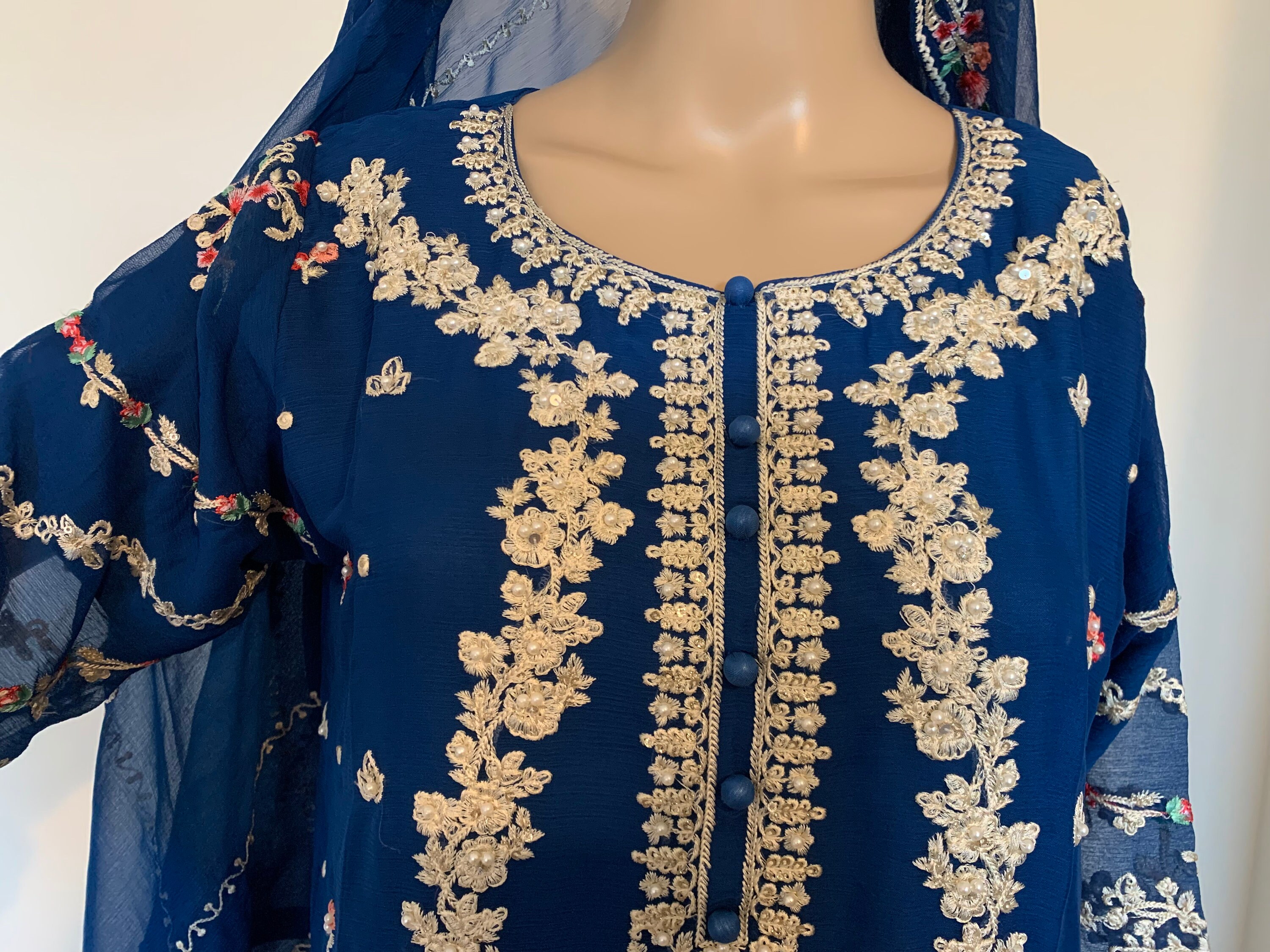 agha noor blue dress Rana ( navy blue )