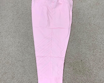 Babyroze katoenen salwarbroek: Pakistaanse designer kanten rand