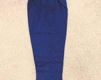 Navy blue pure cotton  pant style salwar. Full elastic Pakistani designer pant has lace at the bottom. Comortable fit to size L code 32