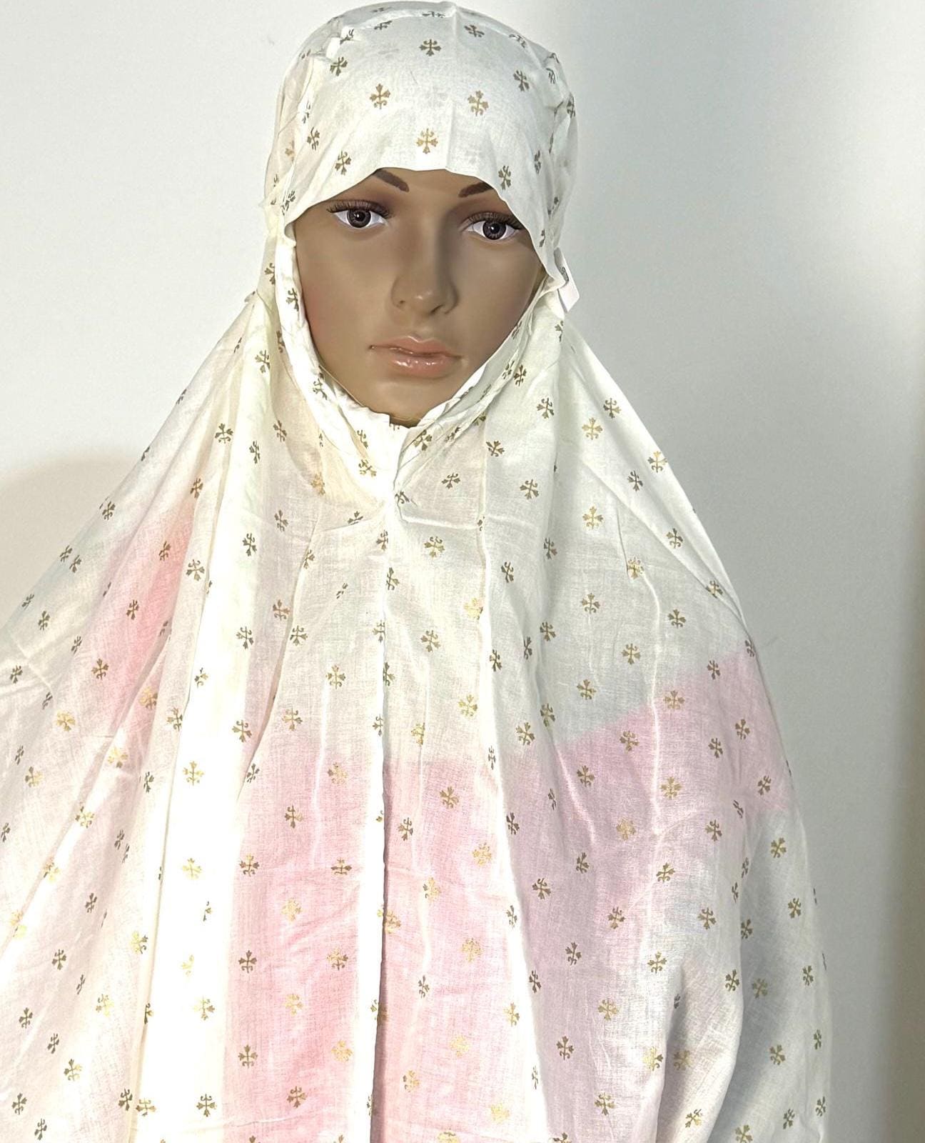 Cream color pure cotton printed soft hijab for prayer