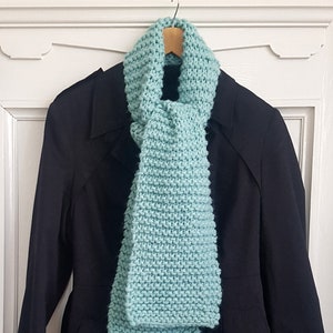 Chunky Hand Knitted Scarf - Sky Blue