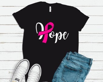 Breast Cancer hope Tee. Breast Cancer ribbon shirt. Breast cancer awareness shirt. Pink ribbon hope tee.