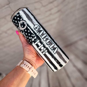 Personalized corrections Officer Tumbler. Thin grey Line Custom made Cup. Stainless Steel Tumbler. Skinny Tumbler.