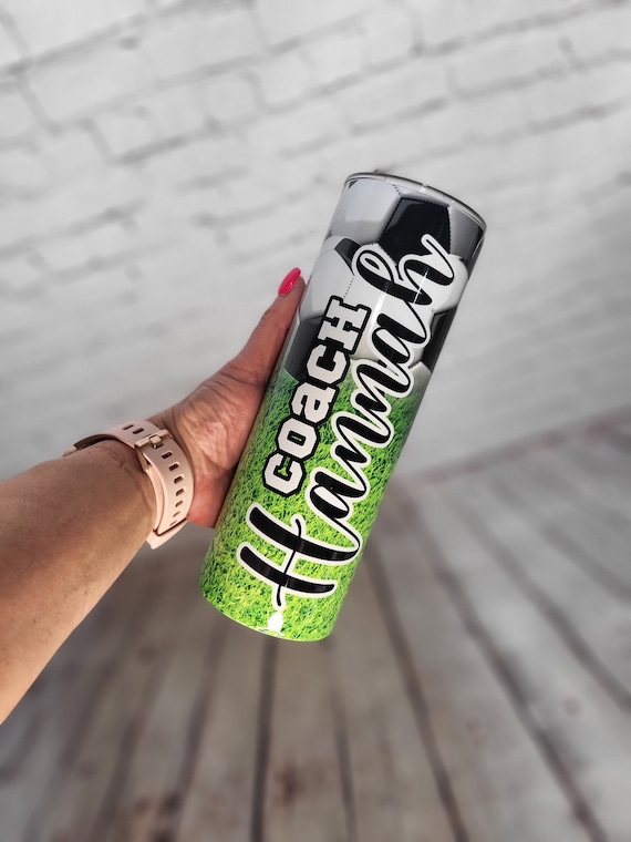 Personalized soccer Tumbler. Custom made soccer cup. Custom made Cup. Soccer cup with name. Stainless Steel Tumbler. Skinny Tumbler.