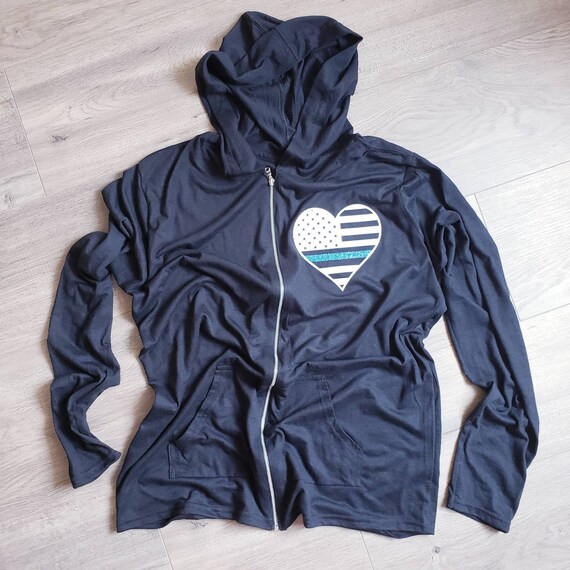 thin blue line zip up hoodie
