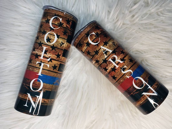 Personalized Police/ Fire Tumbler. Public Safety Tumbler. Thin Blue and Red  Line Wood Grain Custom Made Cup. Public Safety Custom Tumbler. - Etsy