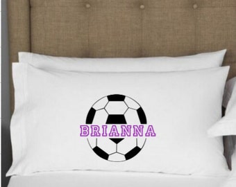 Personalized pillowcase. Soccer pillowcase. Boy or Girl pillowcase. Name pillowcase. Custom pillowcase.