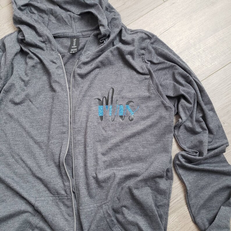 Mrs Thin blue line lightweight zip up hoodie