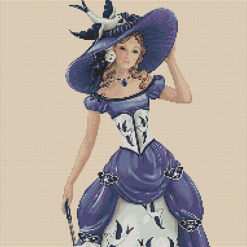 Cross Stitch Chart Elegant Lady 156h Etsy UK