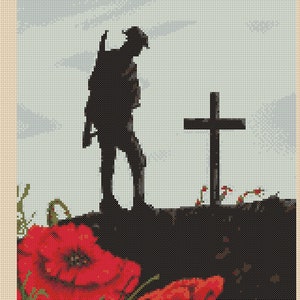 Lest we Forget cross stitch chart Lest We Forget Remembrance Day Soldier - 1No. 452