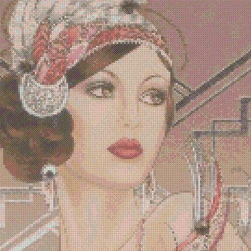 Cross Stitch Chart Art Deco Lady 3c Etsy
