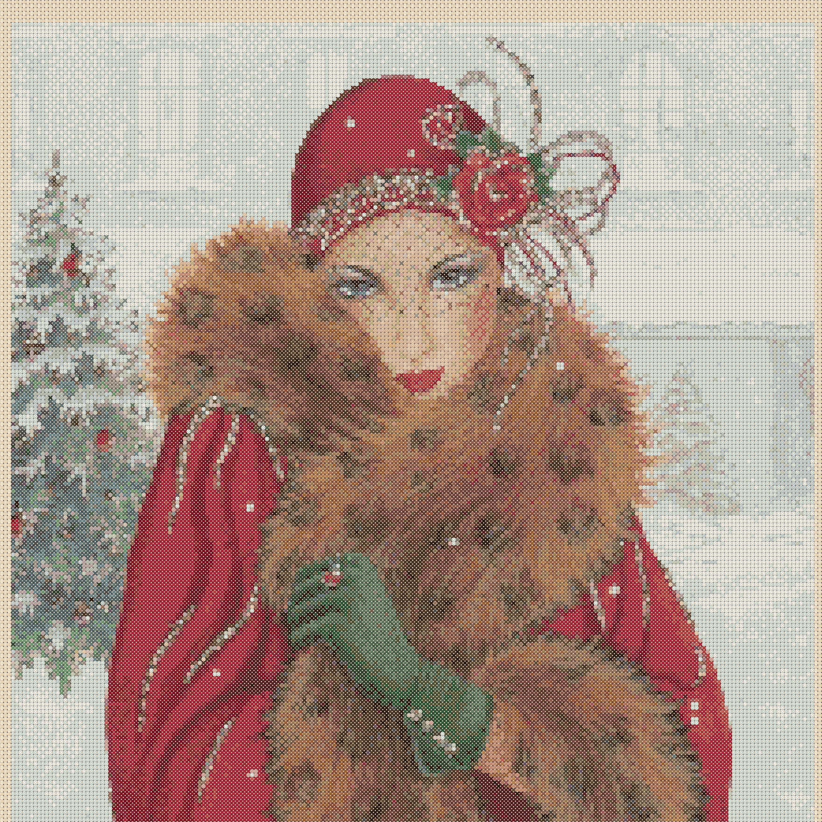 cross stitch chart Art Deco Lady No 111 Christmas