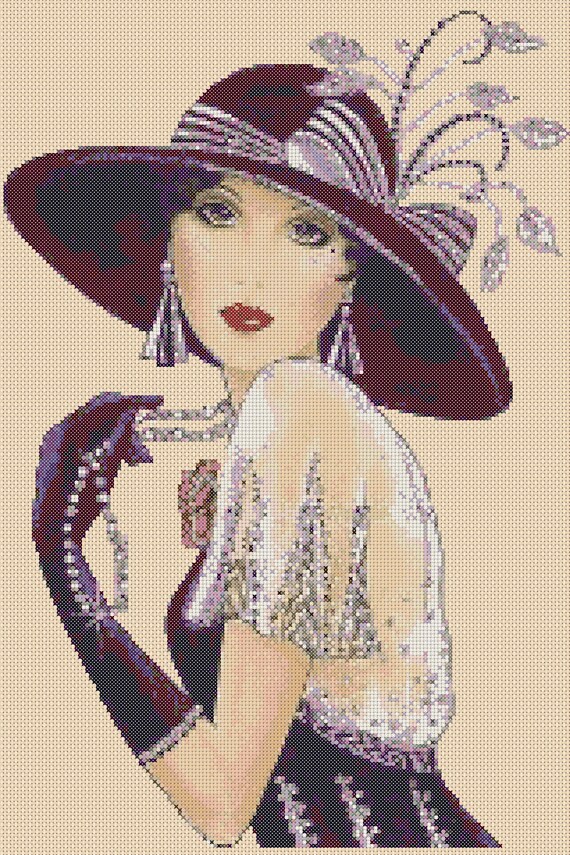 Cross Stitch Chart Art Deco Lady No. 35b Etsy