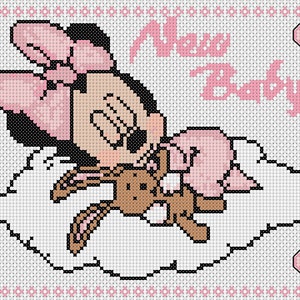 Grille de point de croix Nouveau modèle de naissance bébé Minnie Mouse