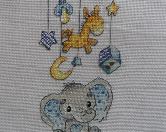 Point De Croix Naissance Elephant Etsy France