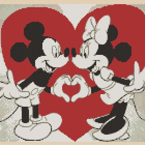 Cross Stitch Chart Mickey Mouse Minnie Love Heart Etsy