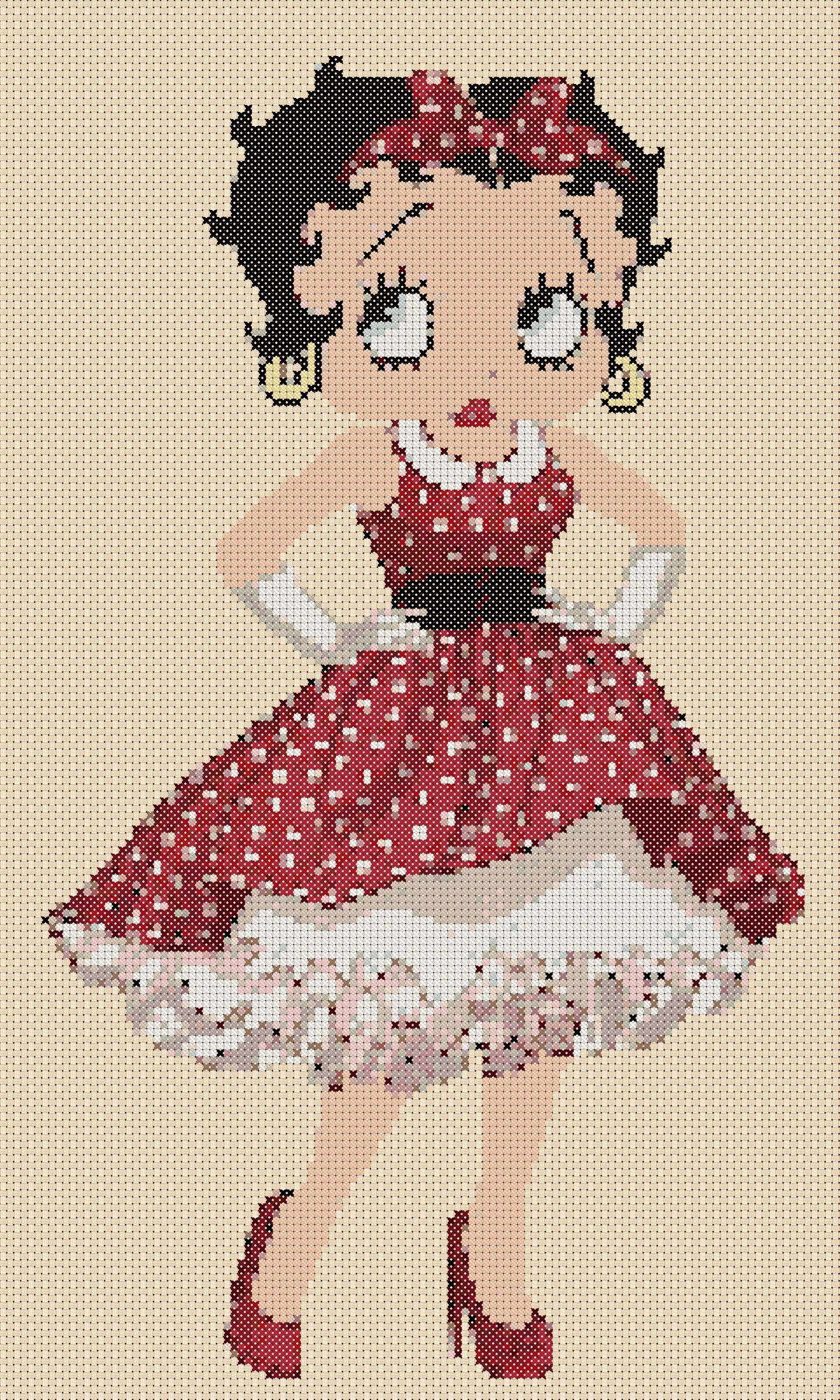 Cross Stitch Chart Betty Boop in Red Dress Etsy