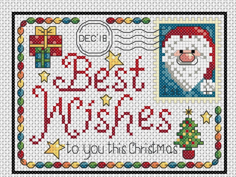 Cross stitch chart Christmas Postcards 9 variations Etsy
