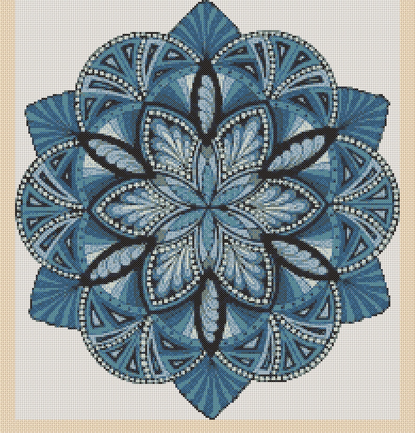 Cross Stitch Chart 420 Mandala Blue - Etsy UK