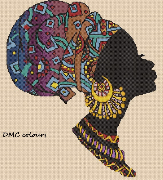 cross stitch chart African Tribal Lady of Elegance no 426-18