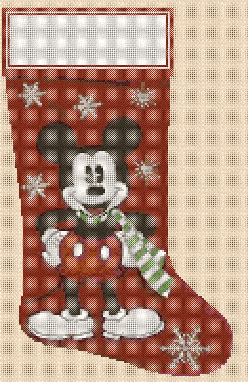 Cross stitch chart Christmas Stocking mickey mouse | Etsy