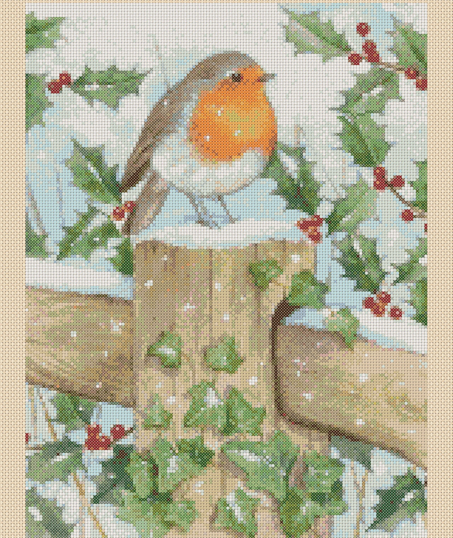 Cross stitch chart Christmas Robin no. 387 Etsy 日本