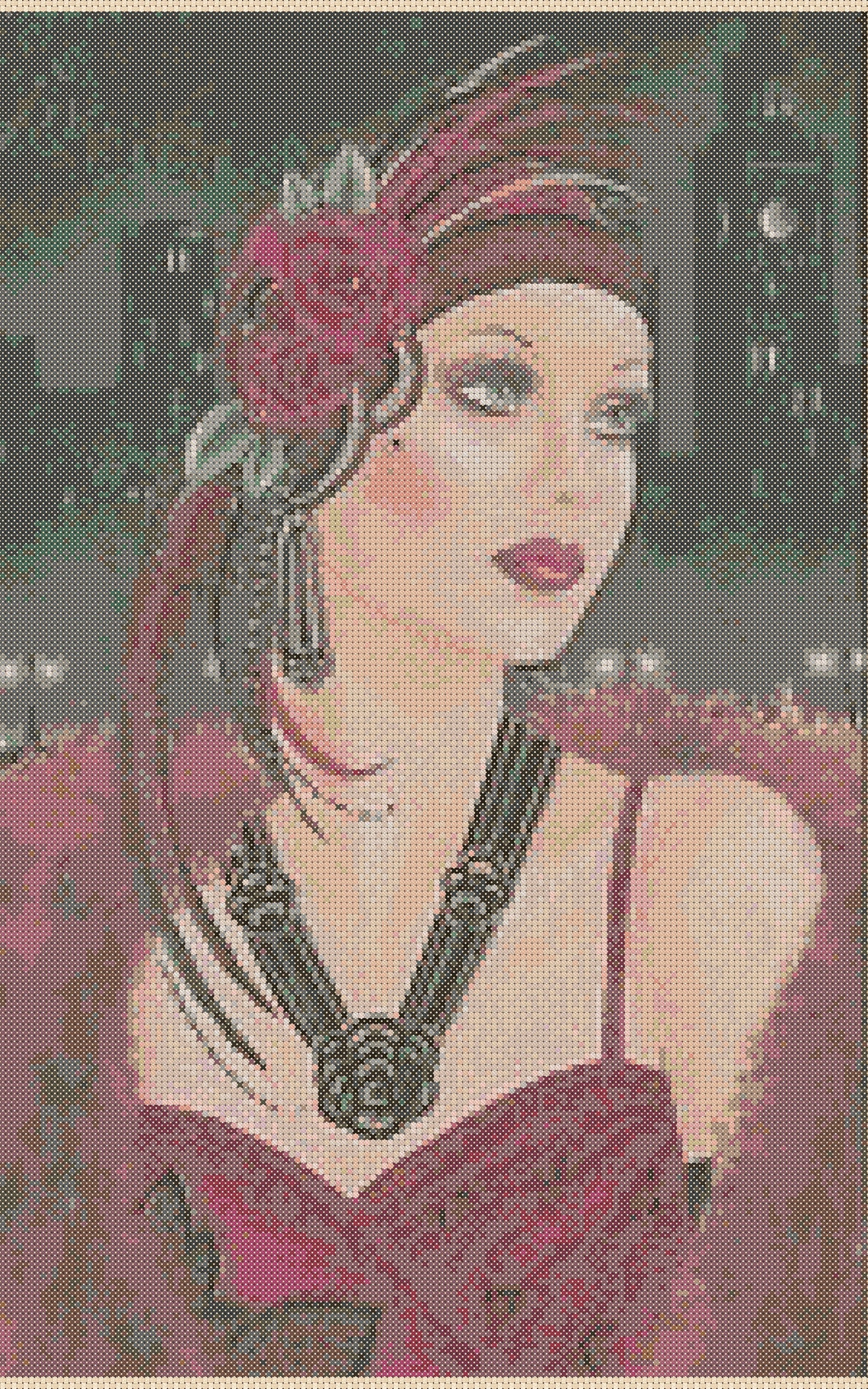 Cross Stitch Chart Art Deco Lady 99 Etsy