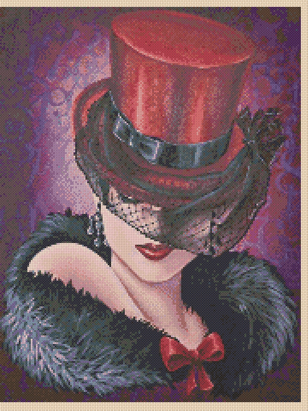 Cross Stitch Chart Art Deco Elegant Lady 192b Etsy